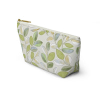 Cherry Plum Leaves Accessory Pouch w T-bottom in Green